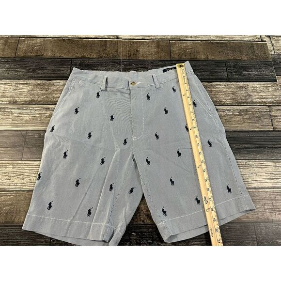 Polo‎ Ralph Lauren  ALL OVER PONY SEERSUCKER Stripe Classic Fit 9" Shorts 32 - Picture 1 of 4